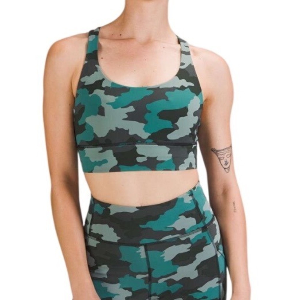 Lululemon Energy Bra First Release 4 Camo Strappy Yoga Run Rare